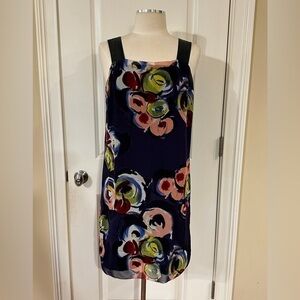 Simply Vera Vera Wang Navy Abstract Floral Sleeveless Dress | Size S